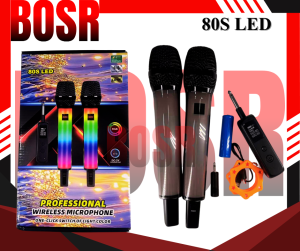 【BOSR】FT-80S LED Professional Handheld Wireless Unidirectional Dynamic Microphone with RGB Light and Built in Rechargeable Batter