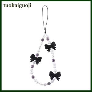 tuokaiguoji Đơn giản dễ thương Kawaii Bowknot đính cườm chuỗi điện thoại thời trang tinh tế Keychain cho phụ nữ cô gái ngọt ngào túi trang trí phụ kiện Quà Tặng