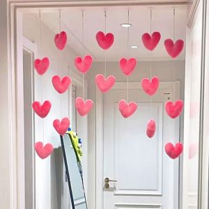MODAQUICK Kawaii Cute Curtain Partition Girls Room Decor High Beauty Heart Shaped Door Hanging Curtain Door Curtain Ornaments Home Decor Love Hearts Pendant