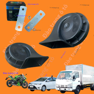 Cặp Còi sên xe ô tô 12v 24v còi điện dùng cho xe con xe tải xe máy hệ thống còi xe ô tô hộp sắt đen