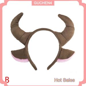 GUCHEN4🎀 Băng Đô Tai sừng sữa bò Sáng Tạo Trang phục hóa trang động vật băng đô băng đô đạo cụ tiệc tùng