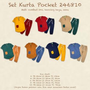 Setelan Kurta Pocket Pineapple Kids Super Premium Baju Muslim Koko Anak