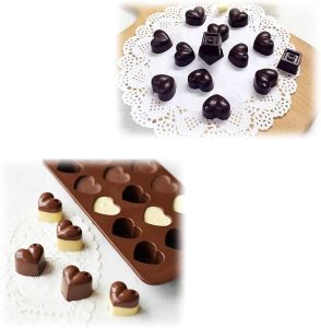 2 Pc Silicone Heart Shaped Mold Trays 15 Holes Baking DIY Mold for Valentine Party Wedding Chocolate CakeJelly Dome
