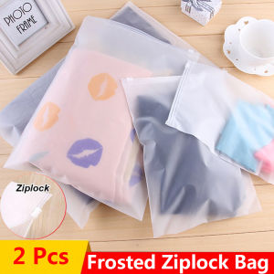 2Pcs Zipper Matte Transparent Plastic Storage Bag Zip Lock Travel Closure Slide Valve Frosted Packaging Organizer Cosmetic Clothe