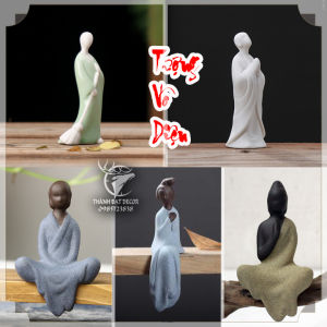 Tượng Phật Mini Bằng Gốm Vô Diện Trang Trí Tiểu Cảnh Hồ Thủy Sinh