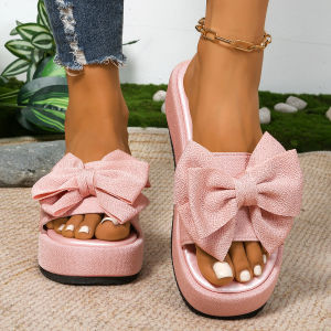 Free Shipping New Spring And Summer Collection Of Plus-Size WomenS Shoes: Thick-Soled Single-Strap Sandals With A Bow Perfect For Wearing Outdoors.Available In Stock