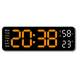 LED Digital Wall Clock Large Display Alarm Clock for Living Room LED Wall Clock Timer12/24H Automatic Brightness Dimmer