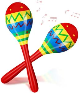 7.87 Inches Fiesta Wooden Maracas 2 Pcs Noisemaker for Mexican Fiesta Musical Maracas Party Favors Mexican Birthday Fiesta Christmas Cinco De Mayo Party Favors(Red)