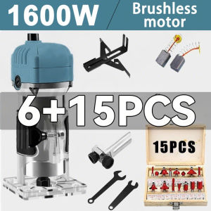 Unicorn 1600W Palm wood Router with 15pcs/set Bits Trimmer Professional Power tools With 15piece Bits