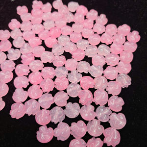 Q1677Hồ ly cẩm thạch hồng có 2 màu đậm nhạt sẵn lỗ 2li cho mệnh Hoả và Thổ - Phong Thuỷ TUDO