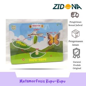 puzzle metamorfosis kupu kupu Rabbit&Turtle Bahan MDF