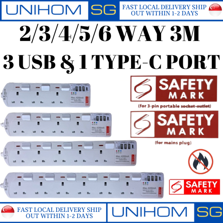 UnihomSG [Free Mask] WITH TIMER Premier Electrical Extension Socket ...