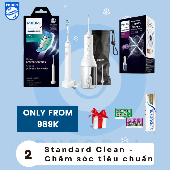 COMBO CHĂM SÓC RĂNG MIỆNG TIÊU CHUẨN - BÀN CHẢI TĂM NƯỚC PHILIPS SONICARE