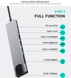 ❤️ USB C Hub Converter Adaptor Type C to USB❤️Converter 4K HDMI Dock Station RJ45 Card Reader❤️SG Seller❤️