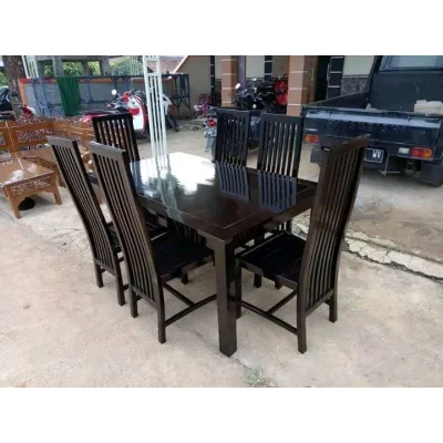 set meja makan kursi balero kayu jati minimalis