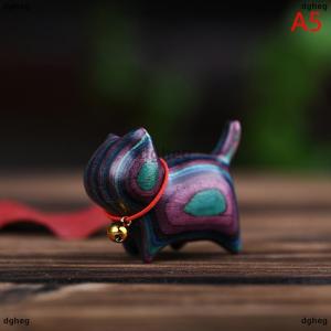 [COD] dgheg Rainbow Wood Carving Cat Sculptures Cat Ornaments Cute Colored Wooden Cat Desktop Office Accessories Home Decor Gift Souvenirs
