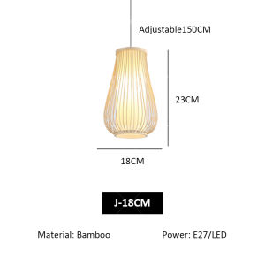 TOMAX Bamboo Chandelier - Eco-Friendly LED Hanging Lamp for Restaurant Bar Living Room Home Decor (1 Year Warranty Includes Warm LED Bulb)