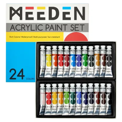 MEEDEN Beginners Acrylic Paint Set: 12/24/48 Colors 12ml/0.41 fl oz Heavy Body Art Craft Paints - Rich Pigment Hobbists Halloween Pumpkin Painting for Adults on Canvas Wood Fabric