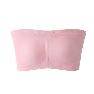 MOMO【S-6XL】Double Layers Plus Size Wireless Bra Womens Seamless Strapless Bra Bandeau Tube