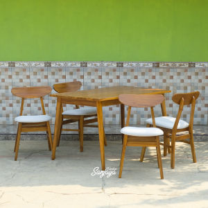 Meja makan set kursi ropan kursi 4 kayu jati Produksi Jepara Bahan Kayu Jati Berkualitas