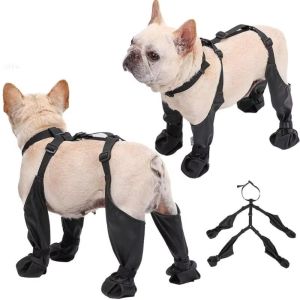 LUMINOU Waterproof Dog Shoes Dirty-proof Anti-Slip Dog Suspender Sock Anti-fall Adjustable Dog Rain Booties Pet Outdoor