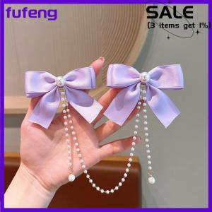 fufeng Bow Tassel Hair Clip Elegant Solid Color Hair Claw Children Princess Hairpins Fashion Beauty Hair Accessories