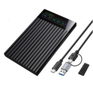 Toolless 2.5 "SATAs HDD SSDs Externals Enclosure USB 3.2 Gen1 5Gbps การแสดงความเร็วในการถ่ายโอนข้อมูลสำหรับการติดตามอุณหภูมิดิสก์