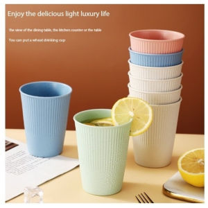 Wheat Straw Cup Set - Eco-Friendly Drinking Cups for Home Toothbrush Holder Water and Beverage Mugs Gift Set for Coffee Lovers