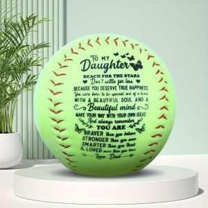 Softball Gifts for Girls Daughter from Dad Mom Parents for Birthday Graduation Christmas Printed Softball Ball 12" - to My Daughter