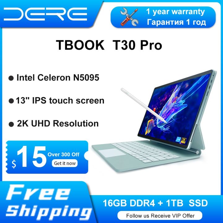 DERE แล็ปท็อป T30 Pro,หน้าจอสัมผัส IPS 13นิ้ว2K,แรม16GB + 1เทราไบต์ SSD ...