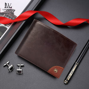 LouisWill RFID Block Short Wallet Coin Bag Zipper Clutch Wallets Solid Color Retro Short Wallet Soft PU Wallet Multi-Card Position ID Credit Cards Holders Coin Bag Business Wallets