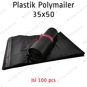 Plastik Polymailer 35x50 cm isi 100 pcs Hitam Packing Online Shop Kantong Lem Seal Amplop 35 x 50 Glossy Silver Pink Kuning Ungu Biru