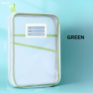 AMK A4 Size Transparent Mesh L-Shaped Storage Folder School Book Organizer Zipper Document Stationery Bag Pouch Beg 文件夹文件