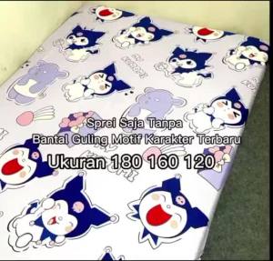 Best Seller ( TERMURAH ) SPREI SAJA Tanpa Bantal Guling Motif Karakter Viral Kuromi Ukuran No 1 King 180x200 No 2 Queen 160x200 No 3 Single 120x200