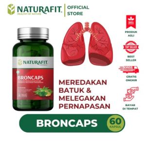 Broncaps Obat Herbal Naturafit Meredakan batuk sesak nafas dan Membersihkan Paru-paru 60 Kapsul