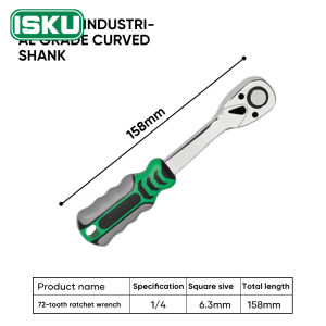 ISKU Gagang Ratchet Wrench 1/2 1/4 72gigi 45gigi 24gigi Kunci Shock  Dengan Karet Kunci Pas
