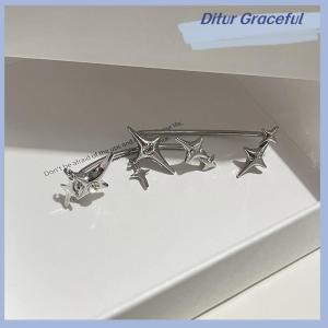 Ditur 1Pair Fashion Color Star Clip Ear Cuff Earrings for Women Zircon No Trendy Ear Clip Gothic Irregular Earcuff Earring Jewelry