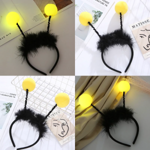 Bờm Tóc Với Bóng Đèn Ong Cosplay LED Headbands Lông Vòng Hoa Bee Chủ Đề Với bóng đèn LED Cho Kid Pedlar Thanh Thiếu Niên Mũ Nón