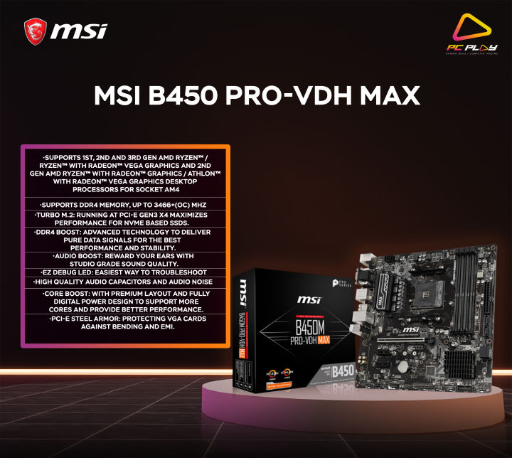 MSI B450 PRO-VDH MAX | Lazada PH