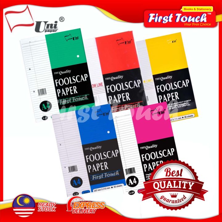 Uni quality foolscap paper a4 70gsm 80gsm exam sheet test pad kertas