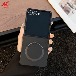 Luxury Leather Slim Case for Samsung Galaxy Z Flip 7 6 5 ZFlip 4 3 flip7 Magnetic Wireless Charging Shockproof Cover