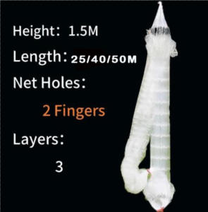 Nylon Net Sticky Fishing Net 3 Layer Fish Net 25-50 Meters Lambat Fishing Net Ready To Use Net