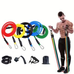Portable fitness mens pull belt elastic rope 11-piece training set