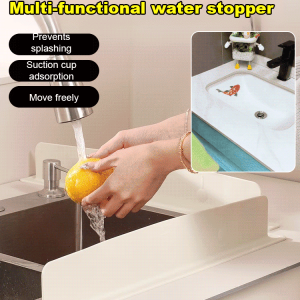 💖Reusable 💖Integrated Suction Cup Sink Water Retaining Board Kitchen Countertop Splash-Proof Bathroom Sink Extended Sink Water Retaining Strip