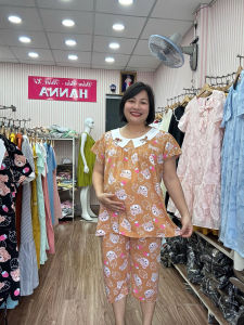 [SIZE 70-100KG] Đồ bộ bầu mặc nhà bigsize lụa mango cao cấp thoáng mát size tới 100kg với v1 120 của nhà HANNA