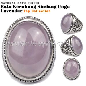 Cincin Titanium Natural Batu Kecubung Sindang Ungu Lavender