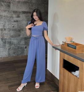 BestStore - Setelan Alita Top Crop + Celana Panjang Highwaist - Setelan Wanita 2IN1 - Setelan