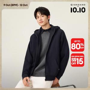 Giordano Beau Monde Men Fleece-lined label hooded jacket Free Shipping 13076651