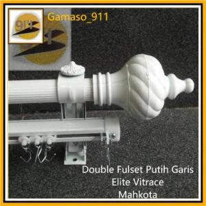 Rollet Breket Besi Gorden Double Fullset 3mtr Mahkota Batang Ulir Ganda & Rel Elite Vitrase Minimalis