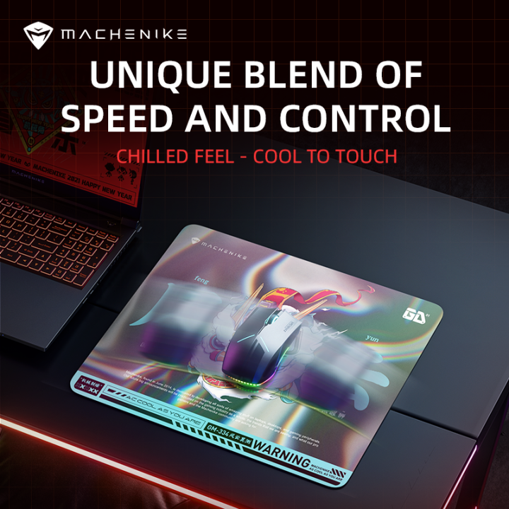 Machenike GM334 Gaming Mousepad Extra Large Glass Infused Gen2 neon
